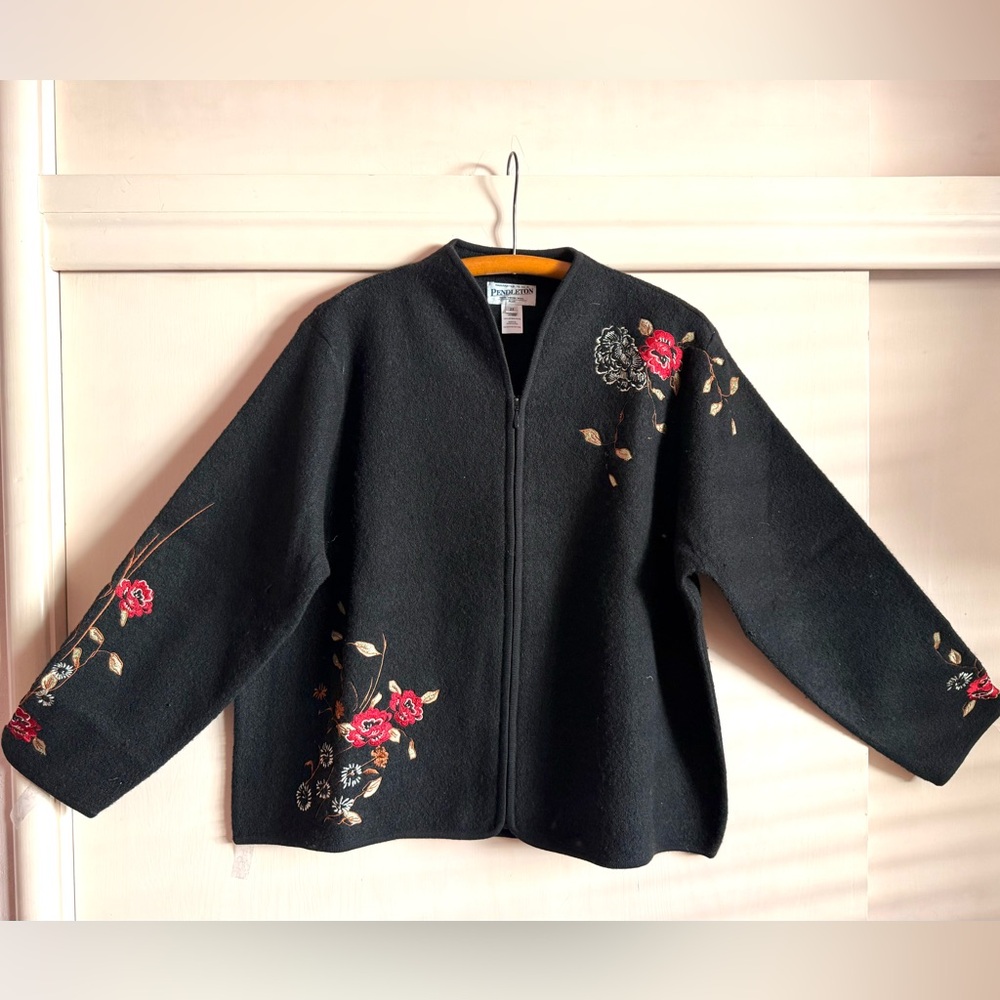 Pendleton Embroidered Cardigan Jacket Sweater 2x floral